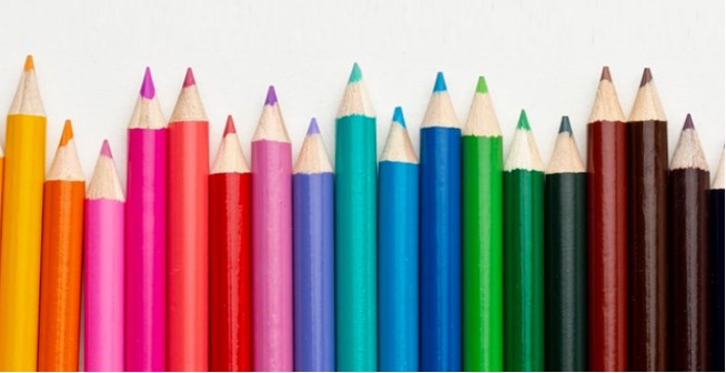 Pencils of a variety of colours 