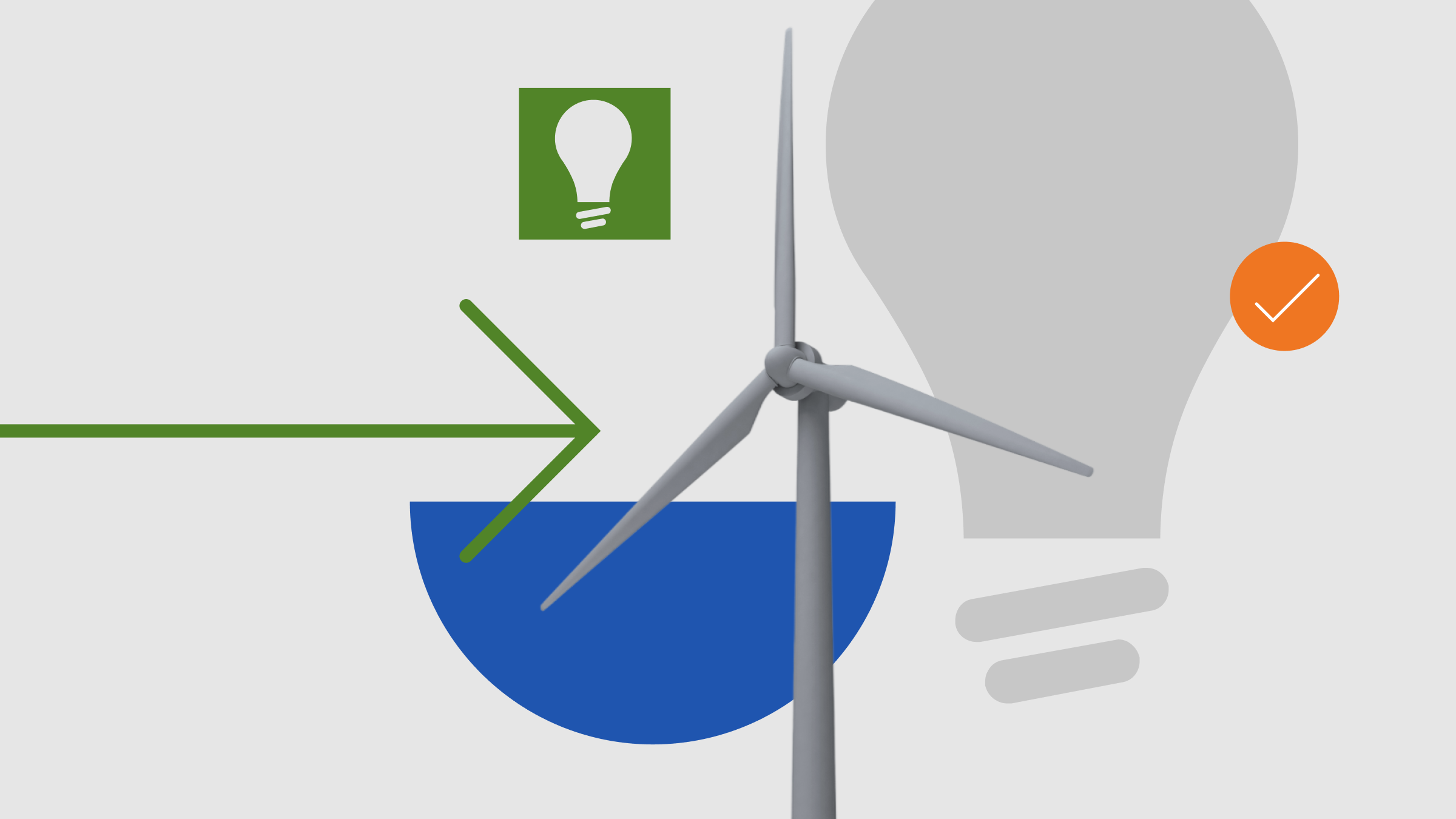 Collage-Illustration für den Versorgungssektor mit Windturbine.