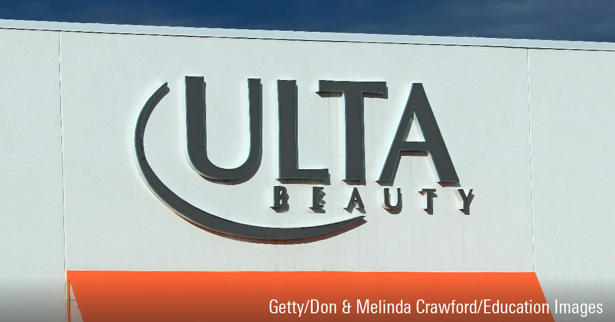 Ulta Beauty store entrance sign at a mall, northern Idaho.