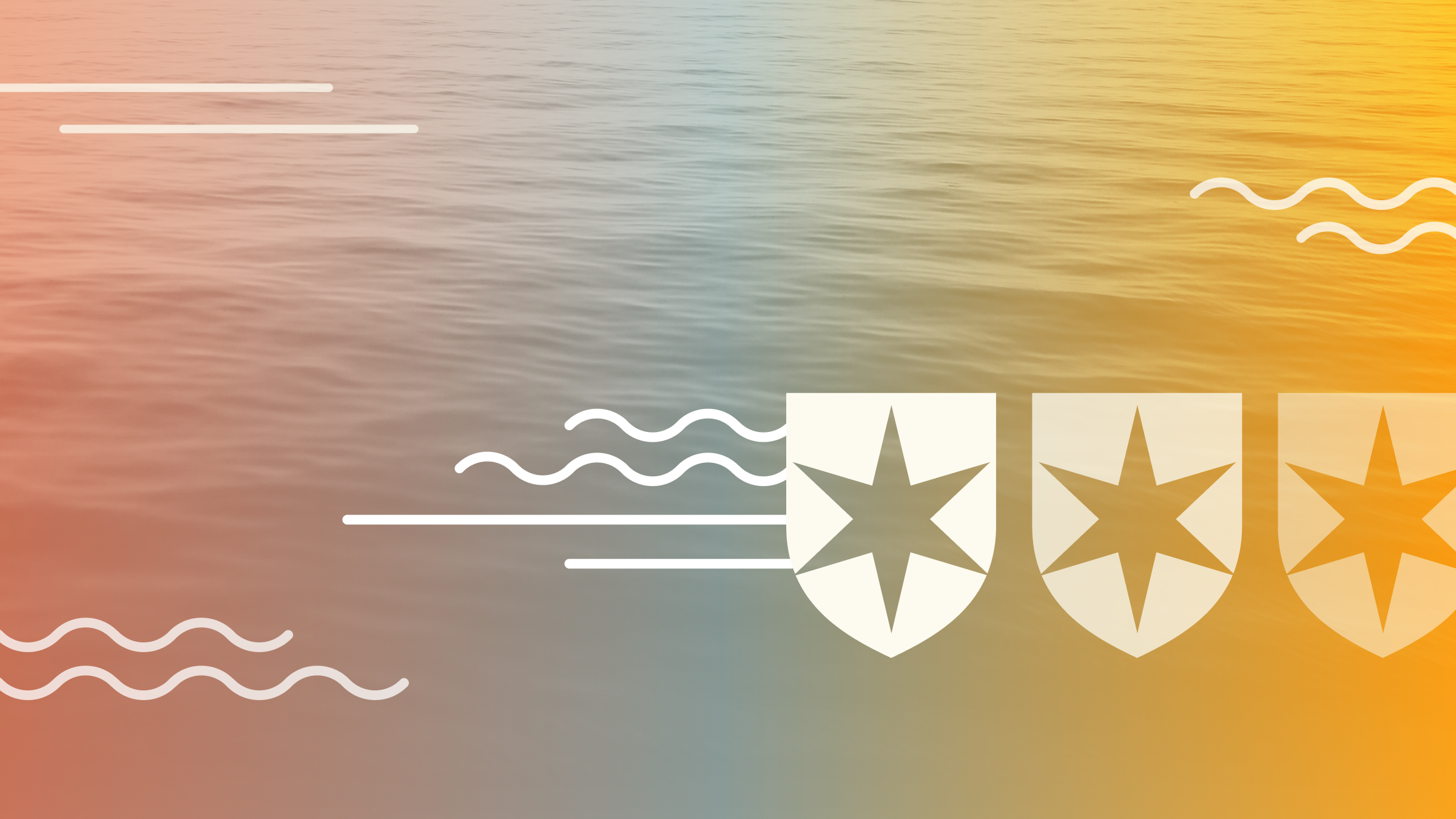 An image of water with gradient overlay, Morningstar Medalist Ratings, and wave patterns.