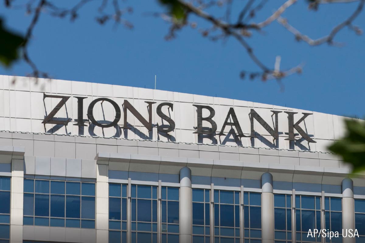 Zions bank sign on building