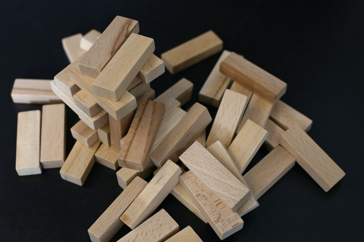 Jenga blocks after tumbling