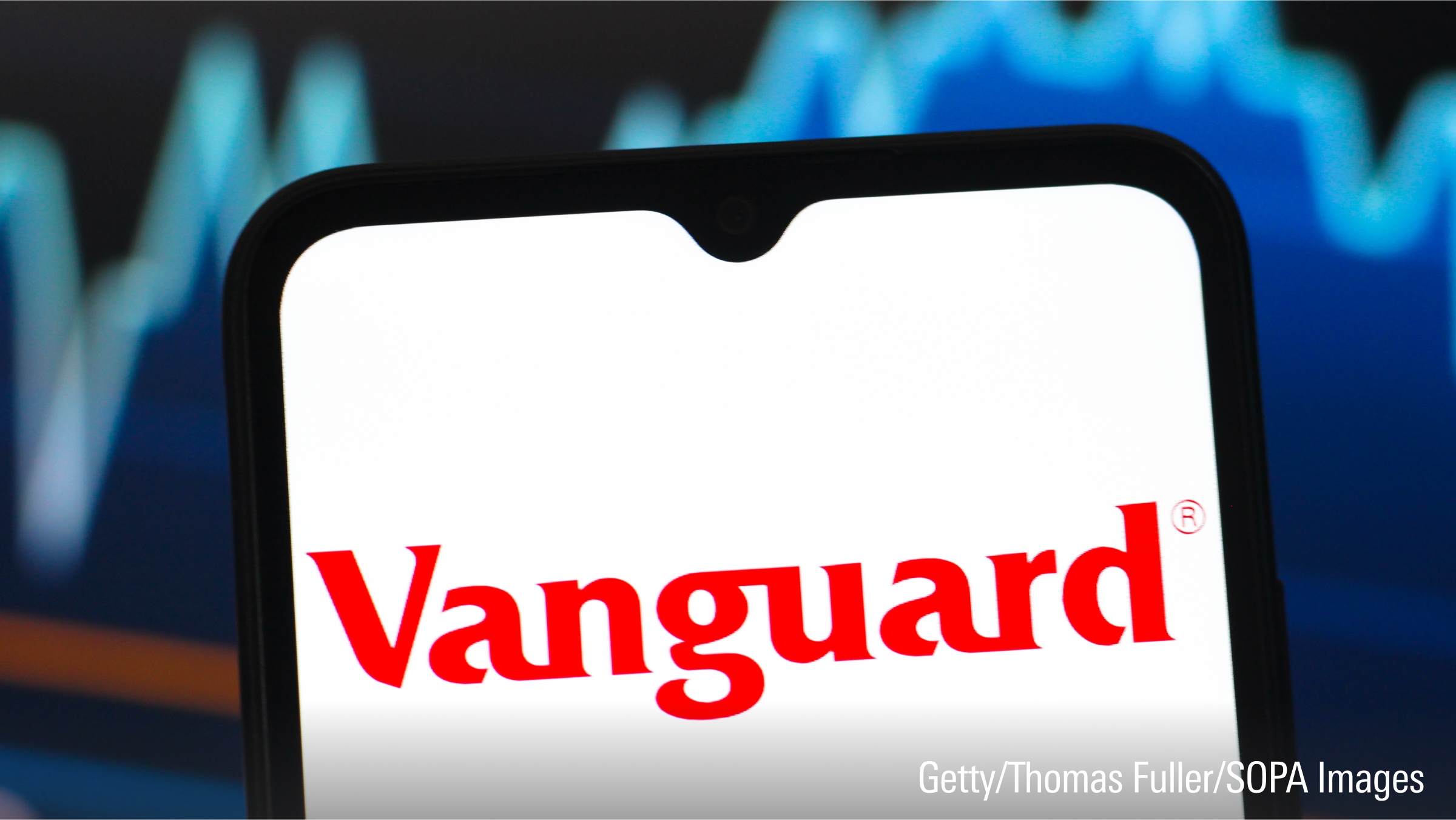 I den här fotoillustrationen syns Vanguard Groups logotyp på en vy från en smartphone.