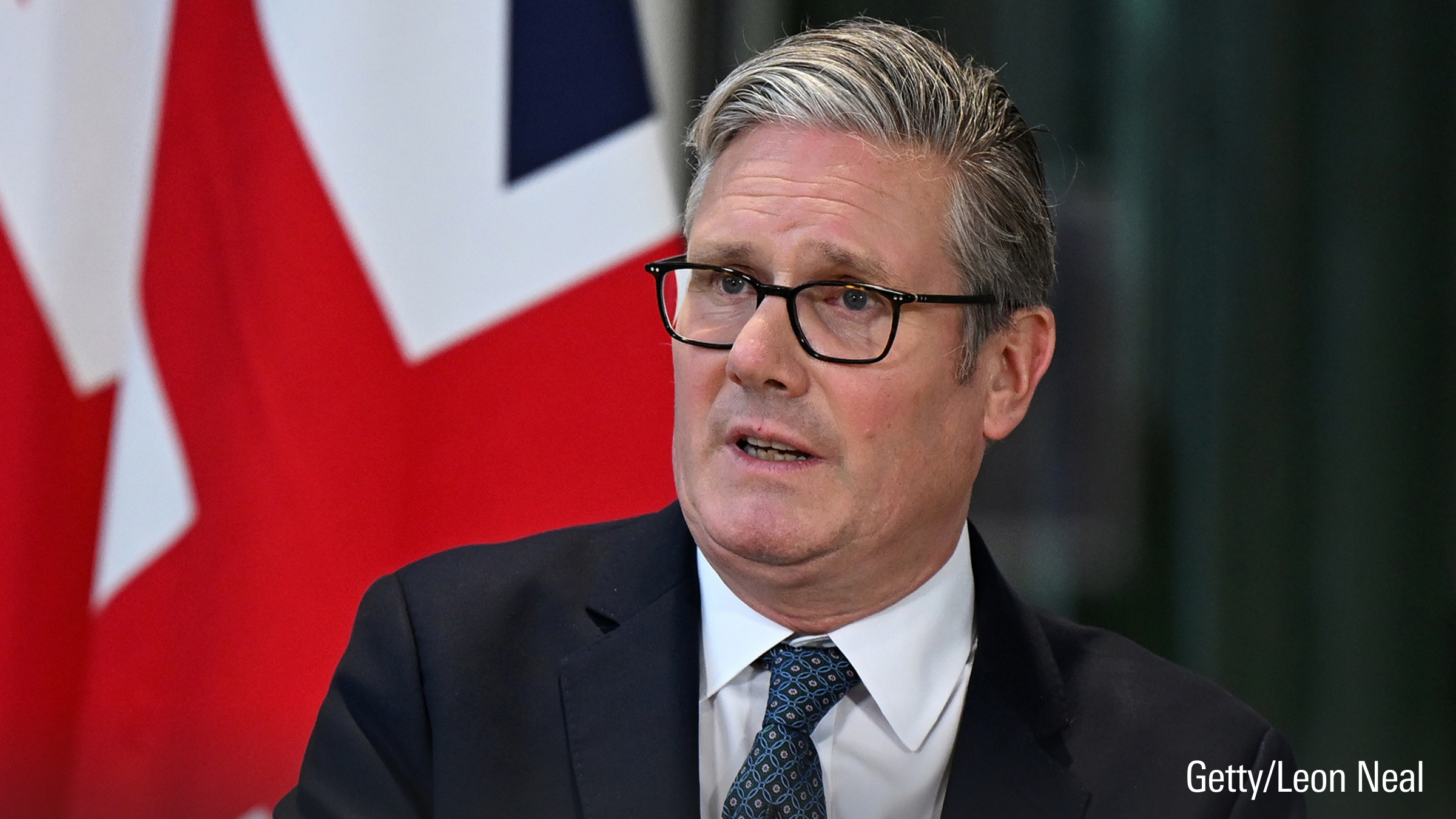 British Prime Minister Keir Starmer holding a press conference.