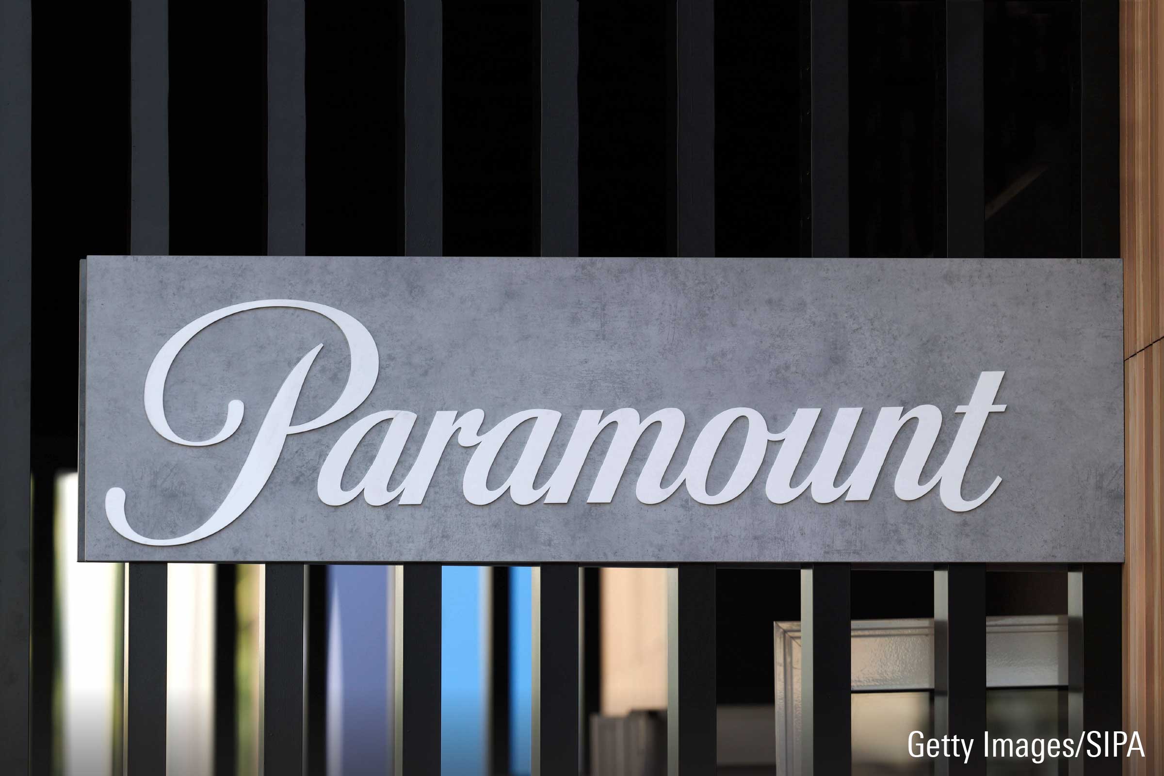 Paramount logo on a sign.