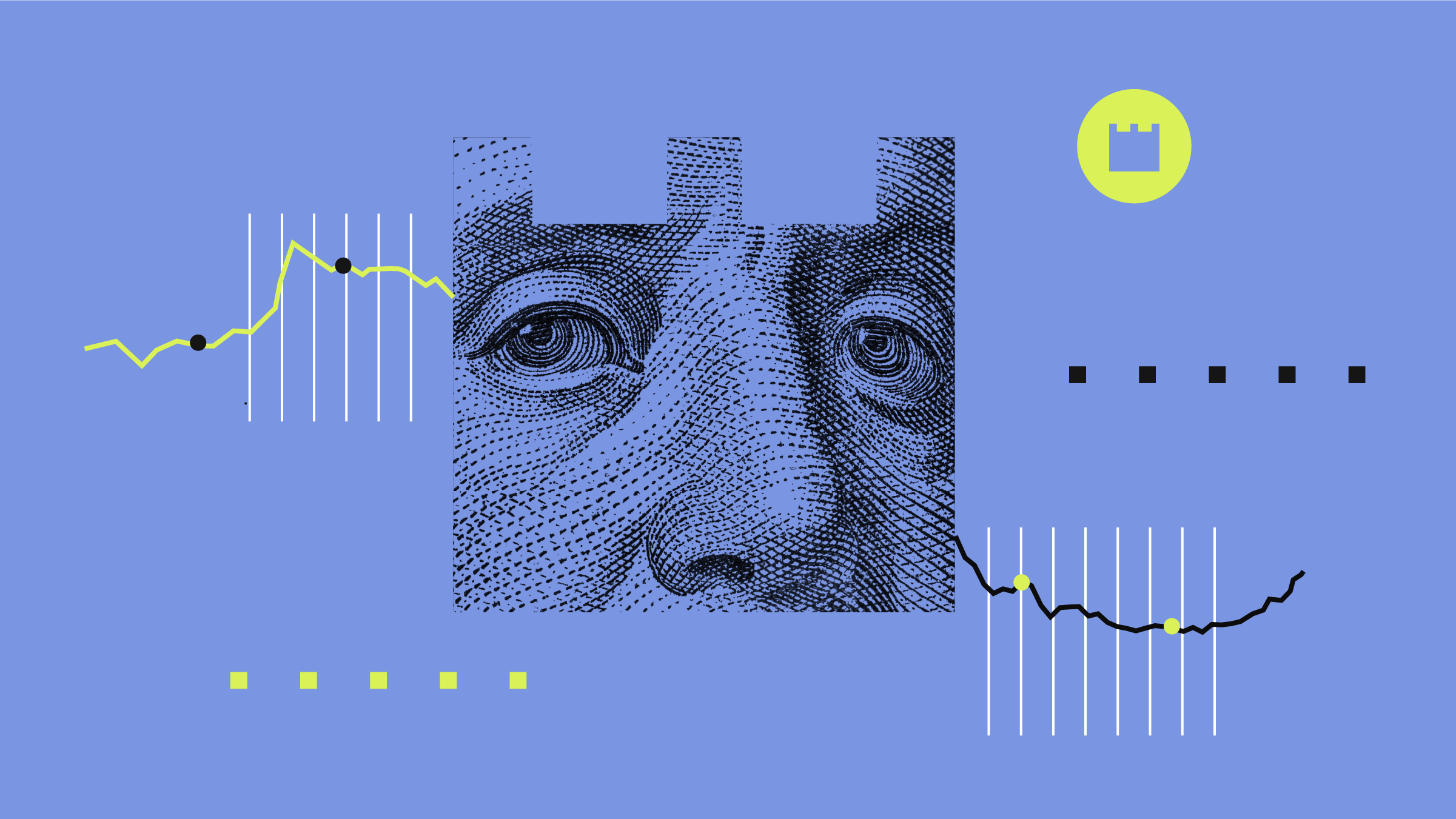 Illustration collage moat icon with graphical elements