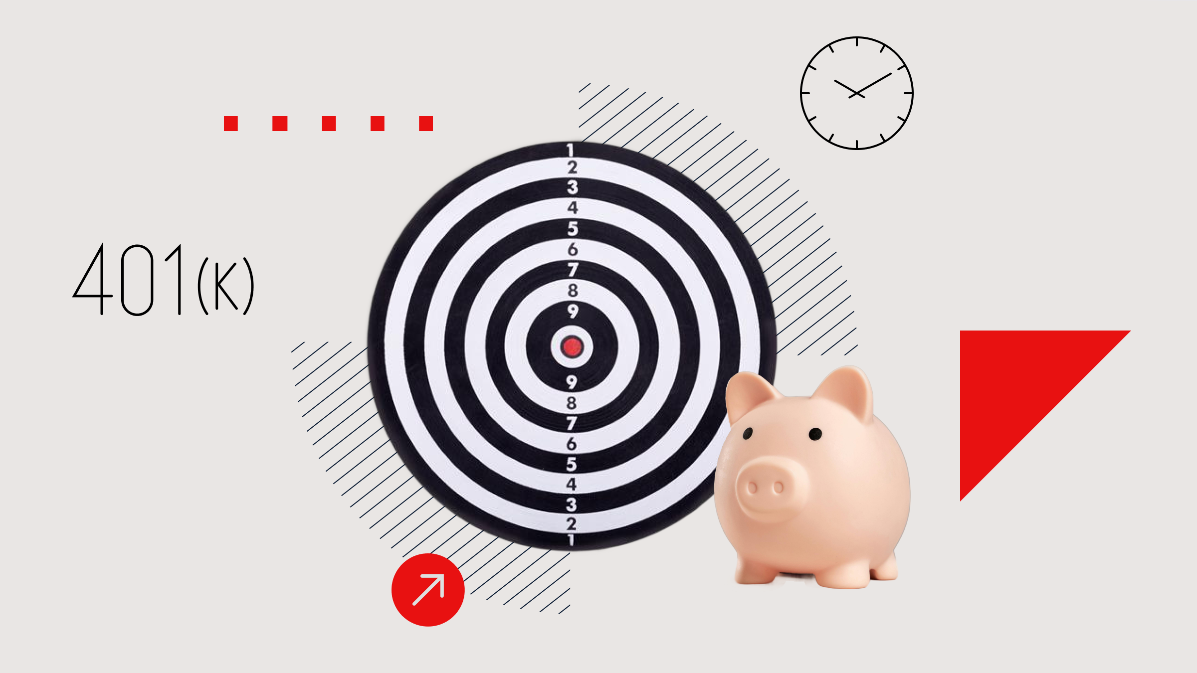 Collage Illustration featuring a dart board and a piggy bank