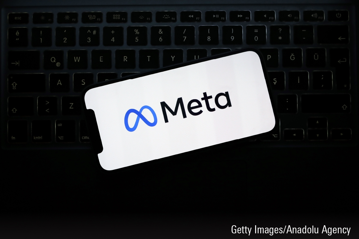 Meta Platforms logo on a keyboard.