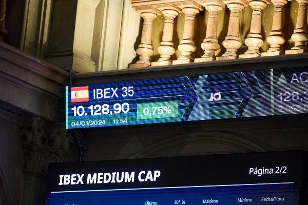 A ticker display in Madrid