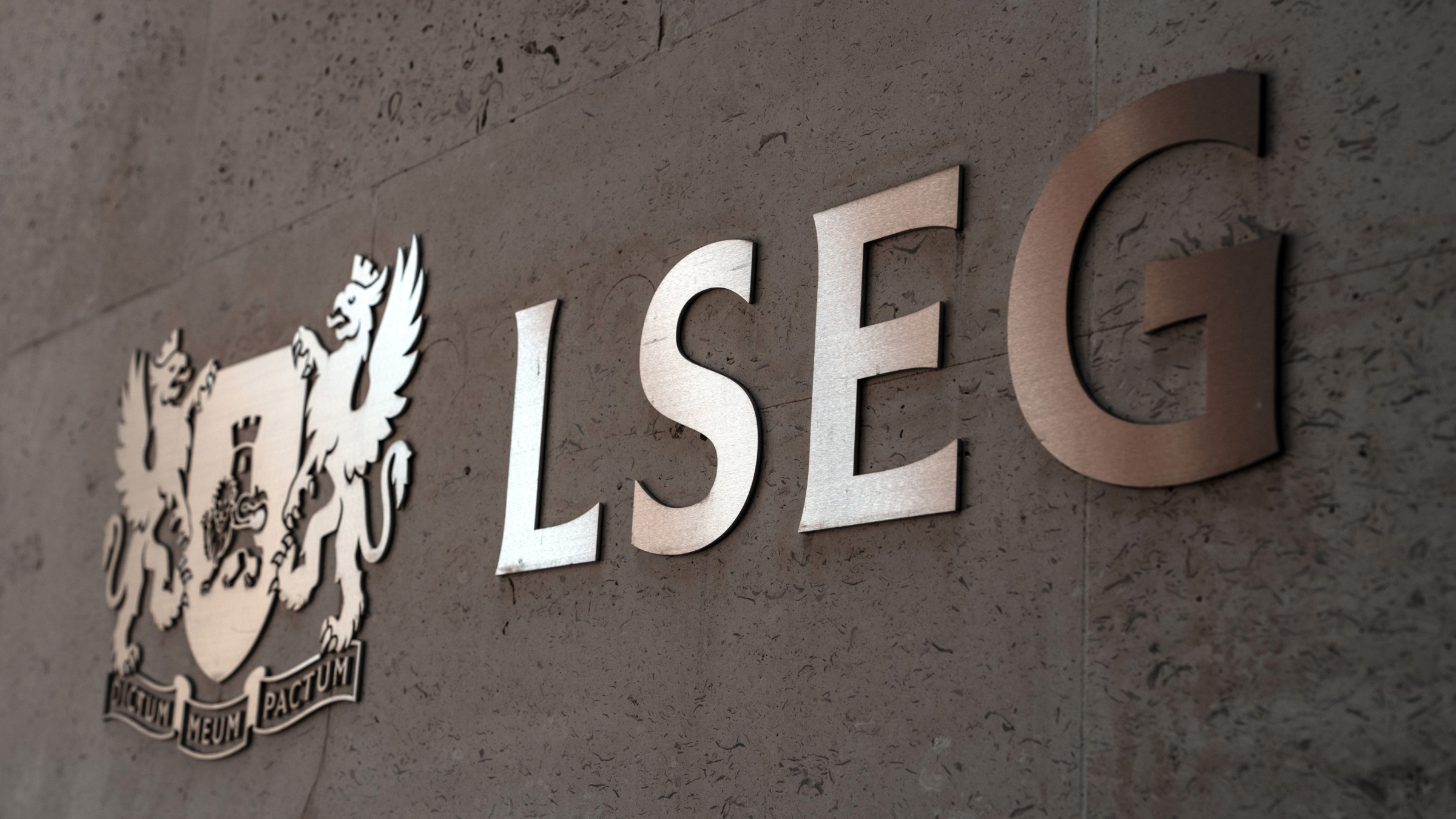 The London Stock exchange Group logo is displayed at the London Stock Exchange in London.
