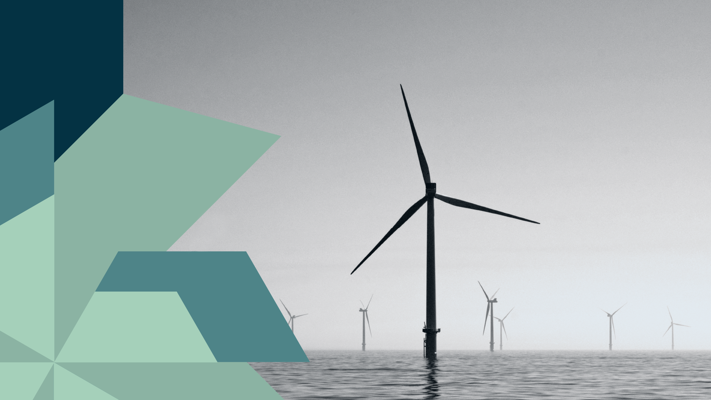 Collage-style illustration showing an abstract windmill on the left and a wind mill photograph.