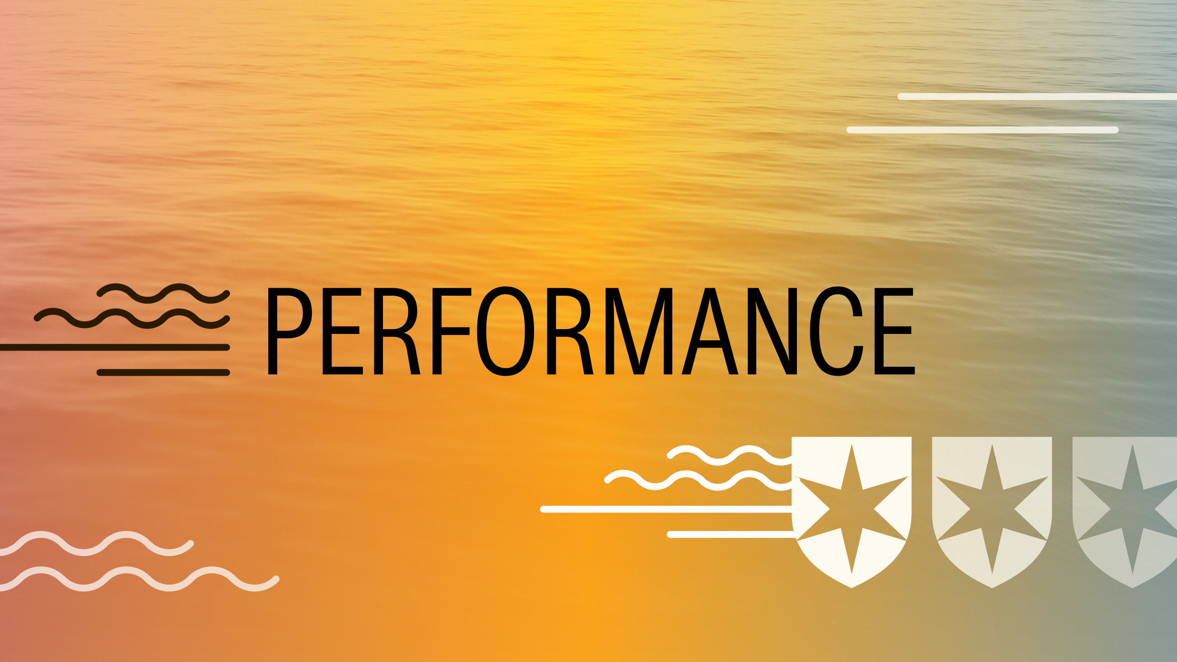 Water background with the word ‘PERFORMANCE,’ wave graphics, and three Morningstar Medalist Ratings icons.
