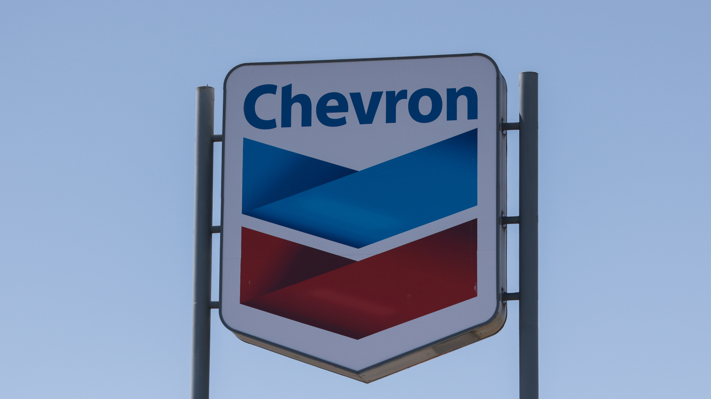 The exterior of a Chevron store photographed.