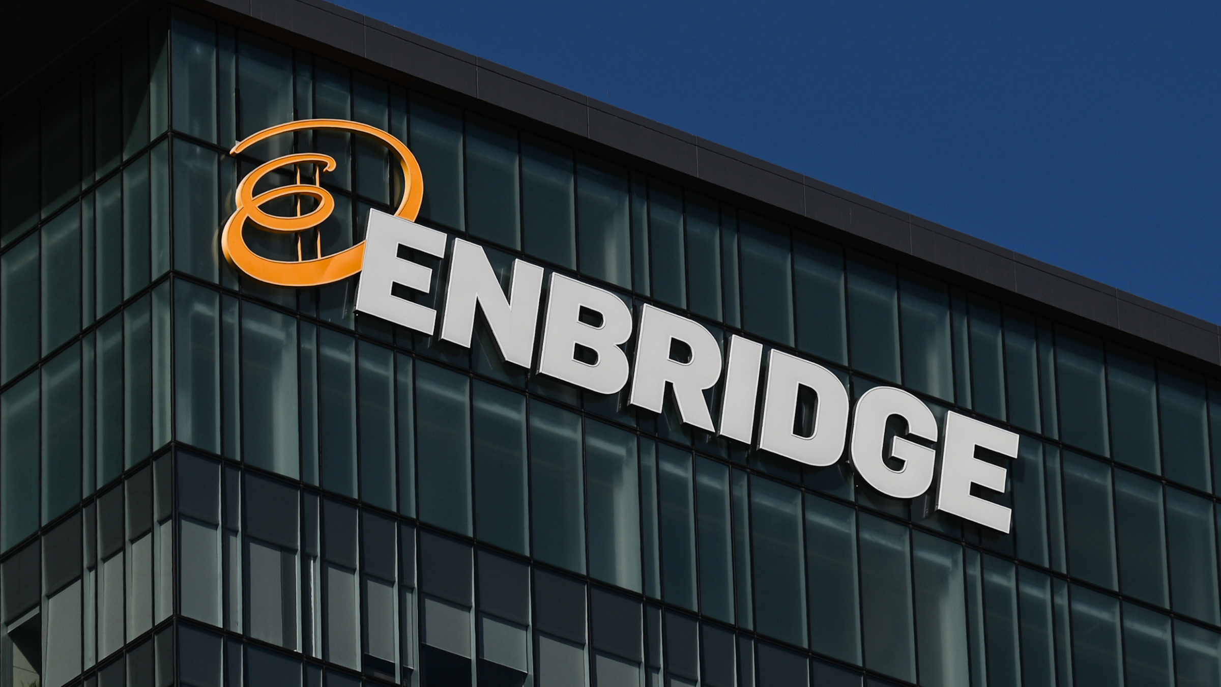 Logo of Enbridge Inc. on the headquarter building in Calgary.