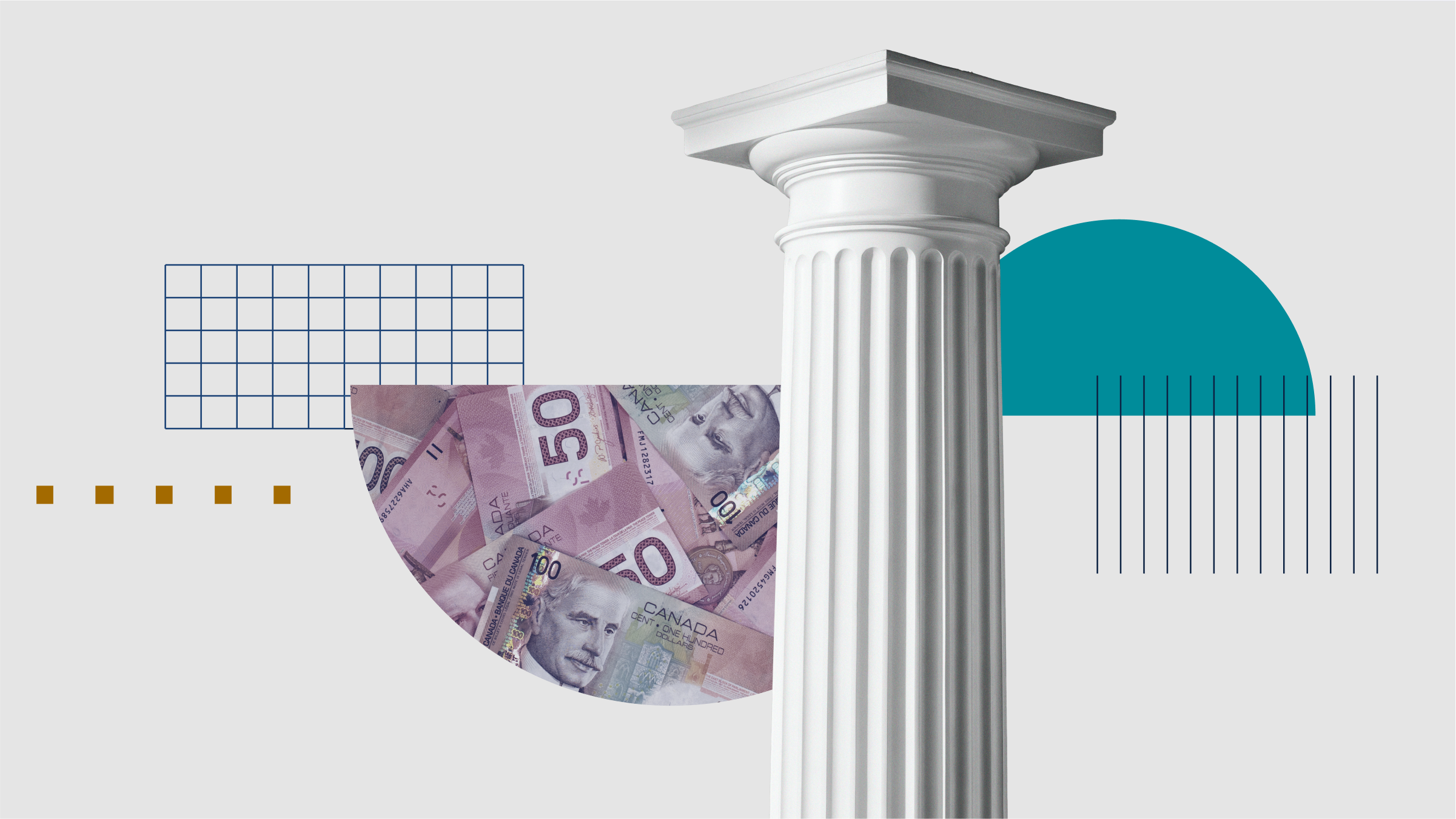 Collage illustration featuring a column and Canadian currency