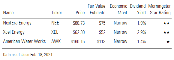 NextEra Energy, Xcel Energy, and American Water Works