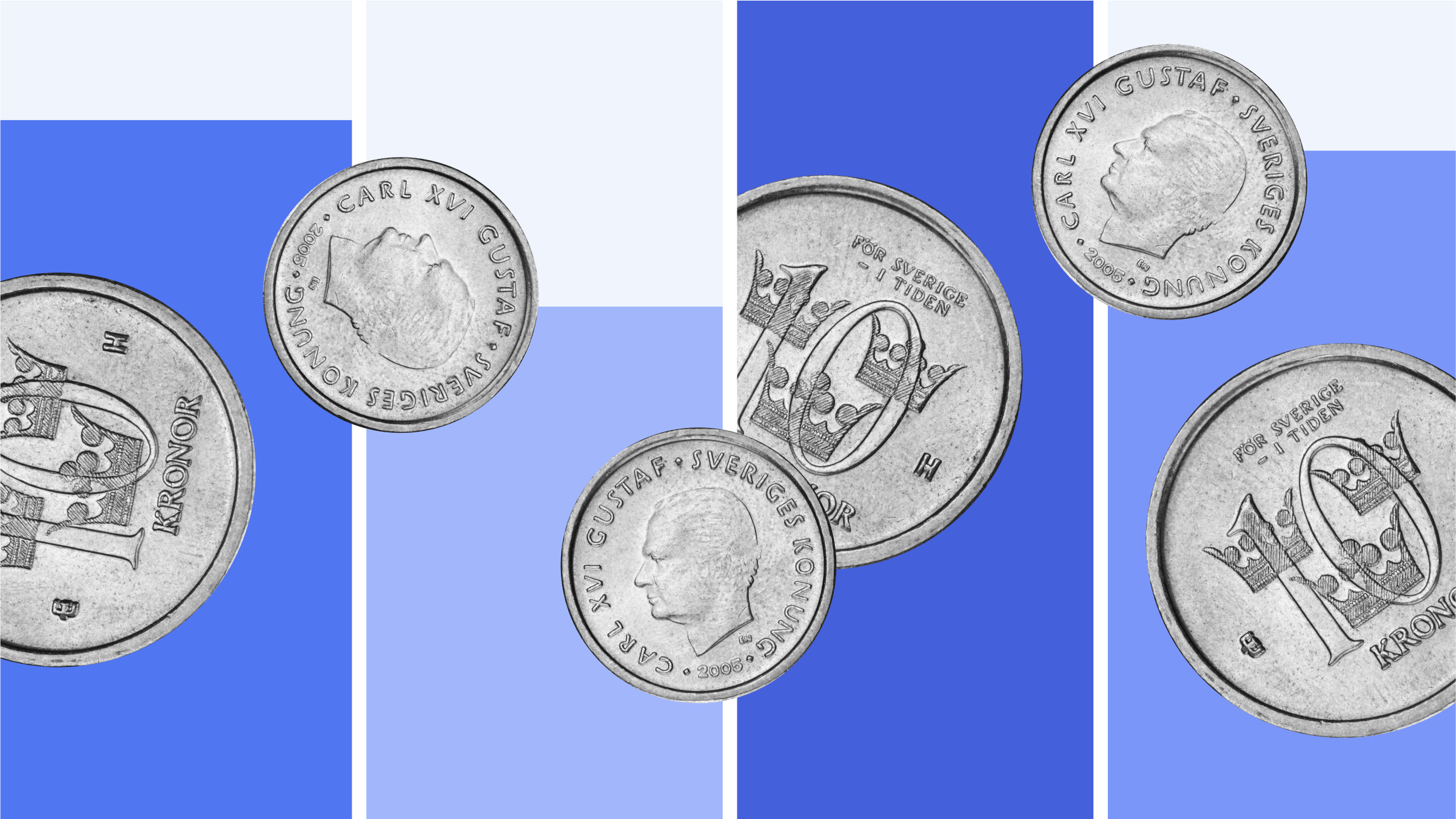 Illustration with coins floating over bar graphs