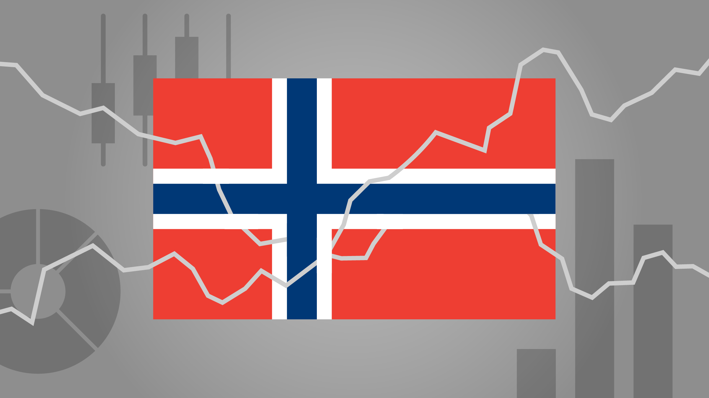 illustration of a flag with chart icons and time series lines.