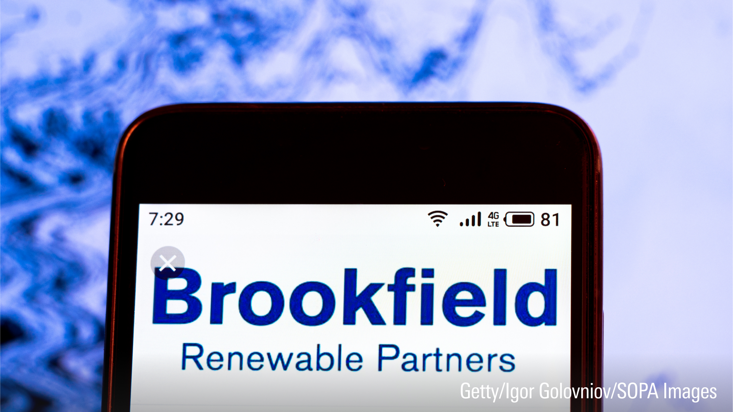 In this photo illustration a Brookfield Renewable Partners logo seen displayed on a smartphone.