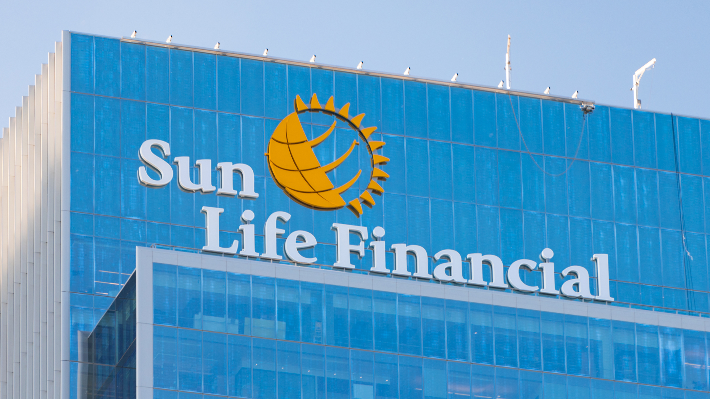 Sun Life Financial Logo seen on a building in the downtown district of the Canadian city.