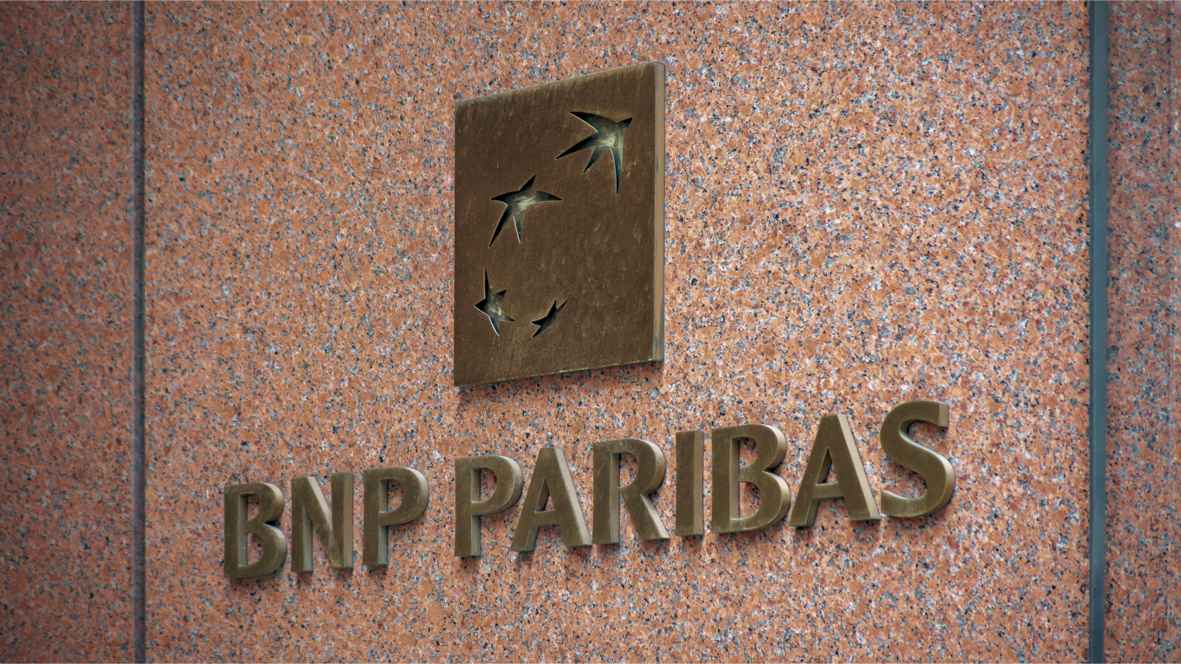 Sign at the entrance to a BNP Paribas offices.