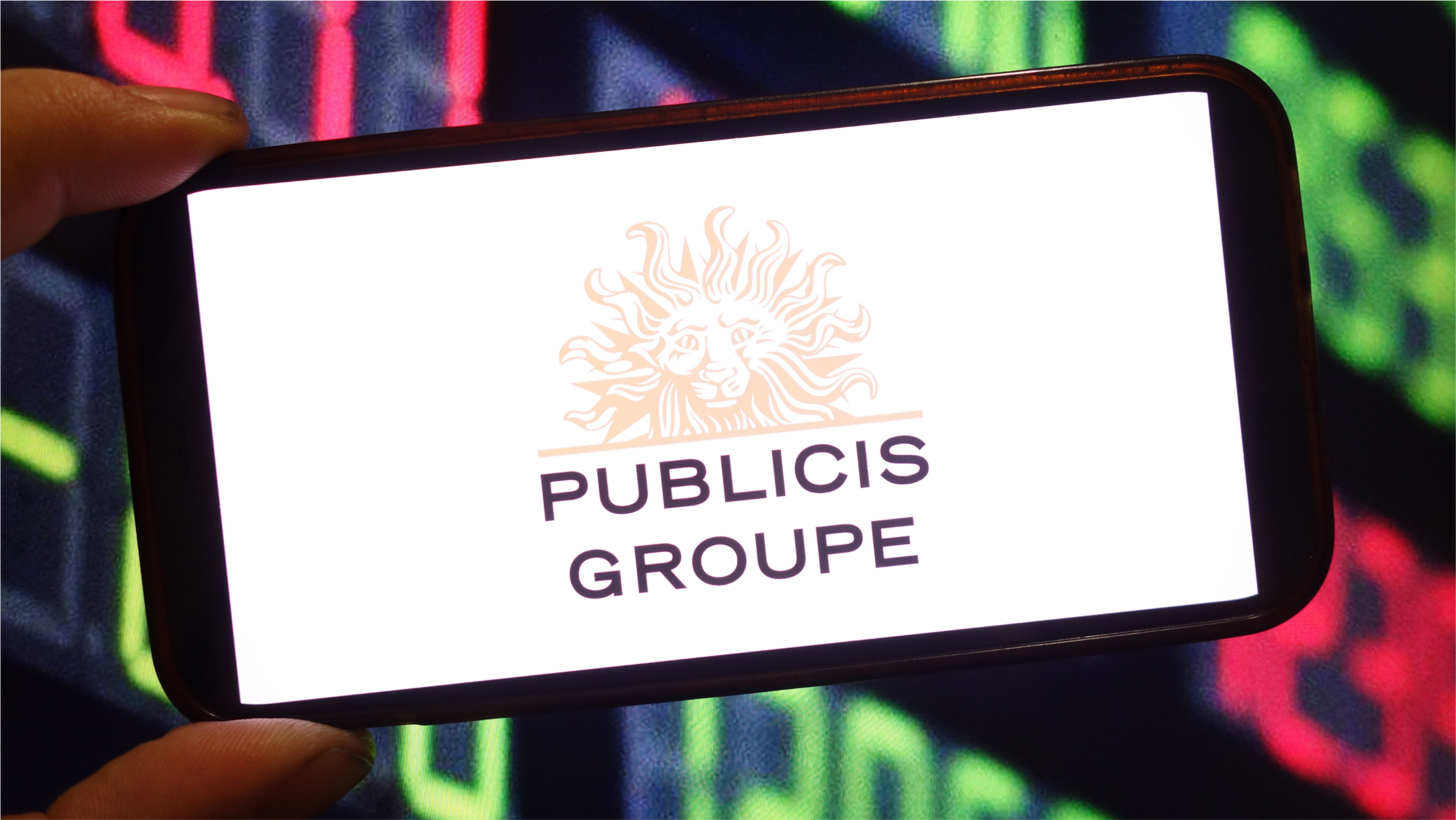 The Publicis Groupe company logo is seen displayed on a smartphone screen.