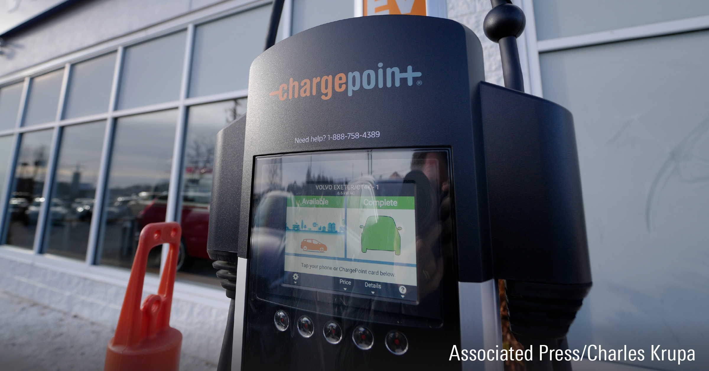 A ChargePoint electric vehicle charging station.