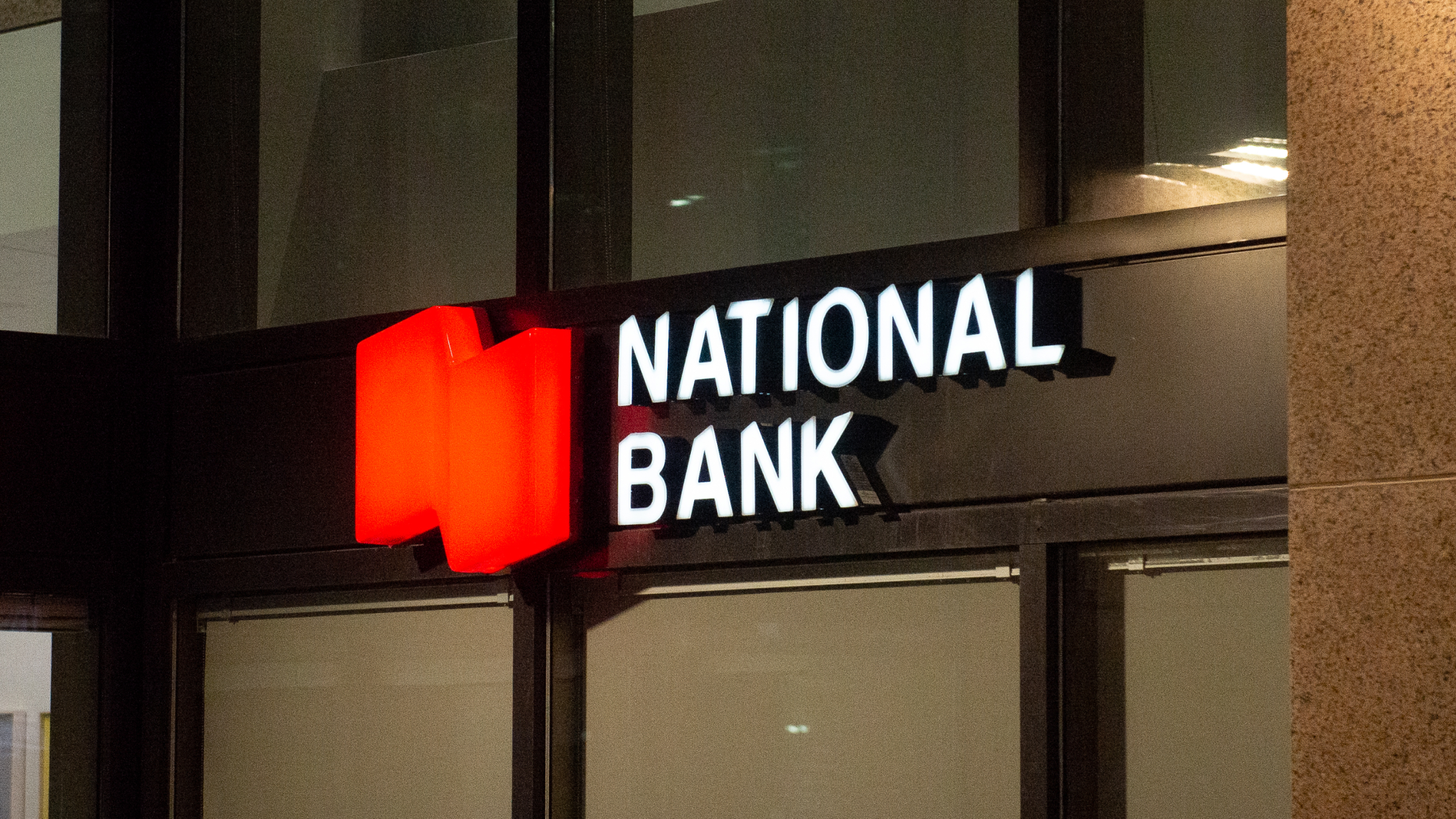 View at the logo sign of National bank Canada.