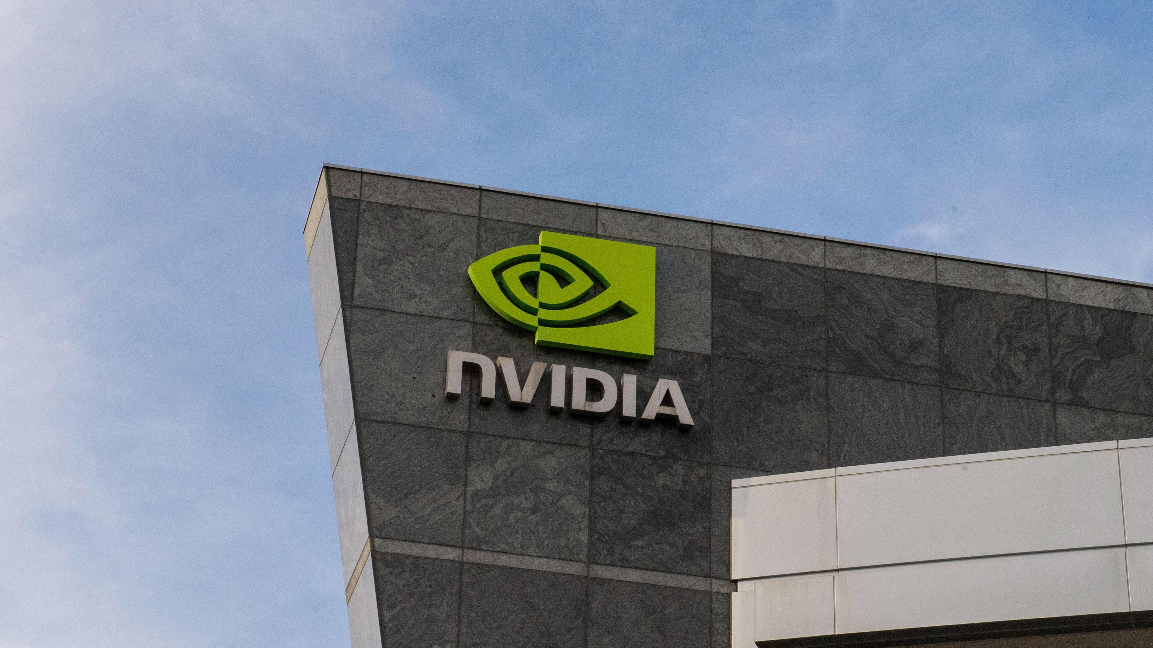 23 February 2024, USA, Santa Clara: The logo of the chip company Nvidia can be seen at its headquarters in Silicon Valley. The company&apos;s market capitalization exceeded the two trillion dollar mark for the first time at the close of trading on Friday.