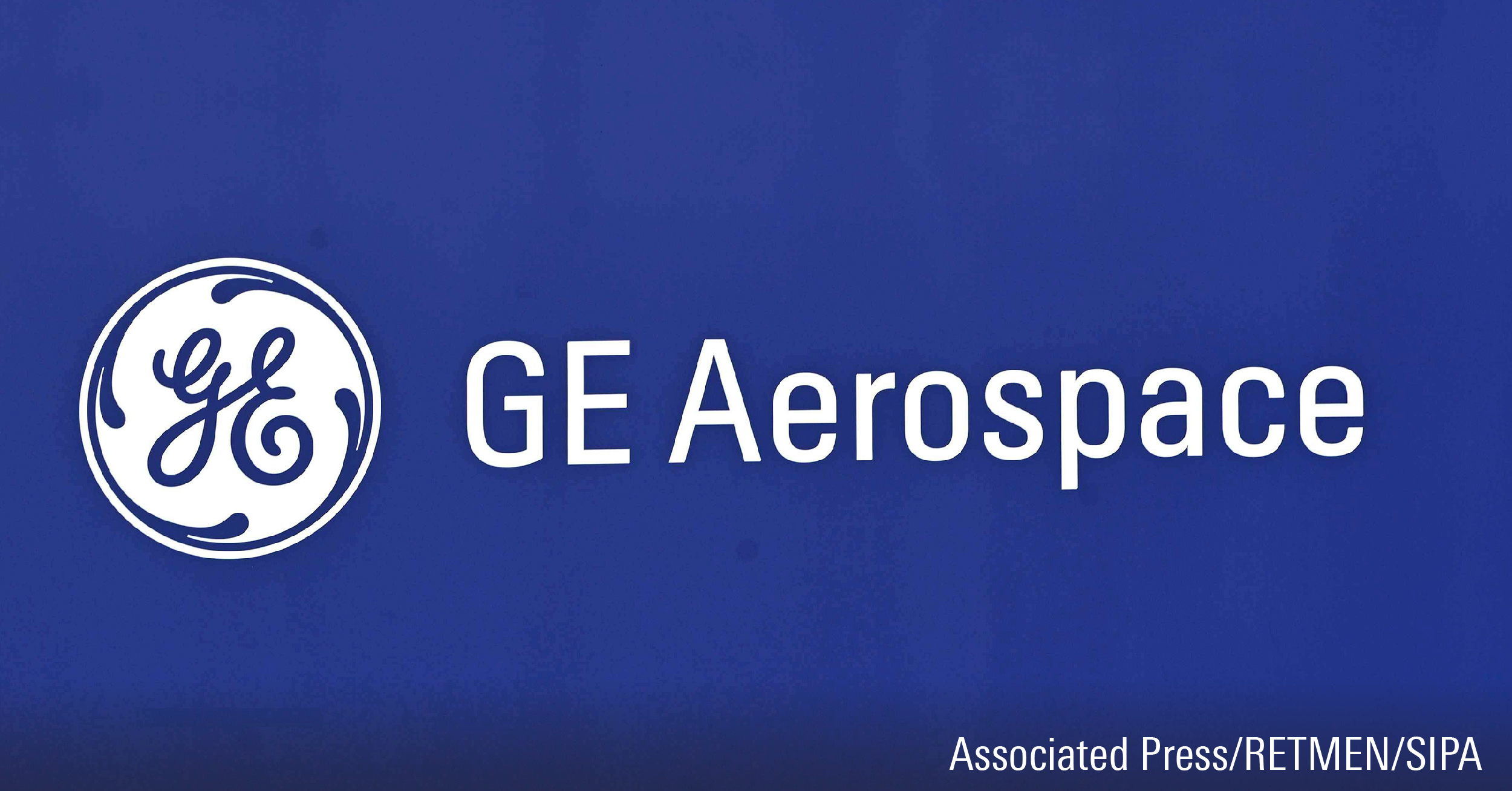 GE Aerospace logo on blue background
