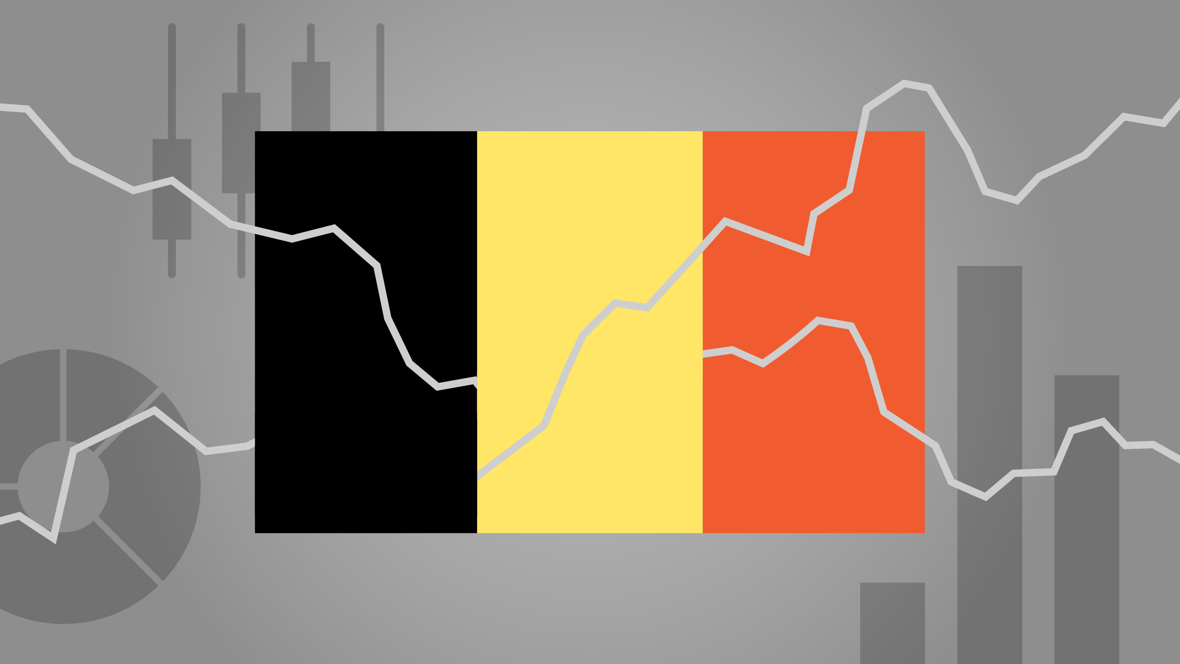 illustration of a flag with chart icons and time series lines.