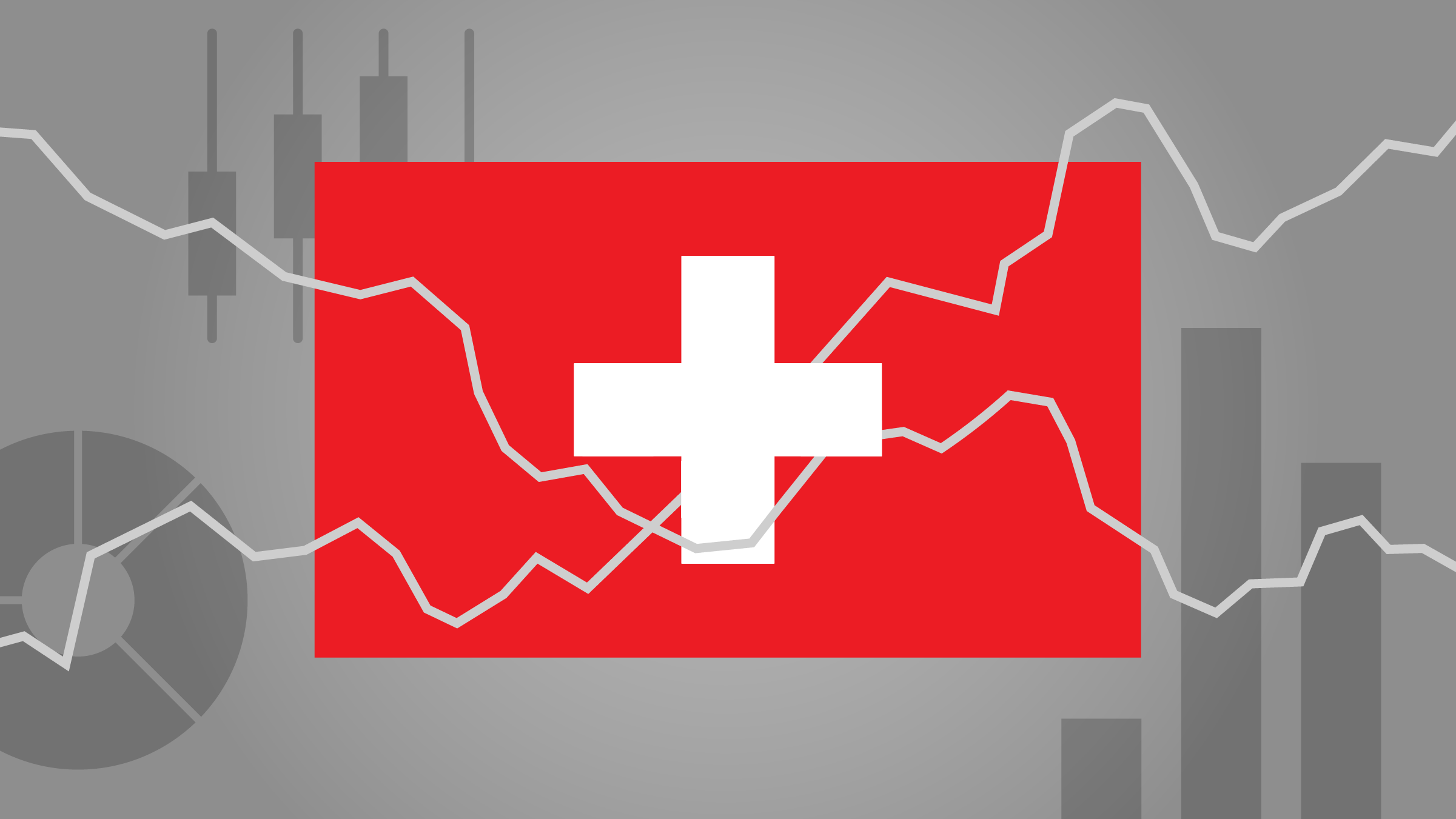 illustration of a flag with chart icons and time series lines.