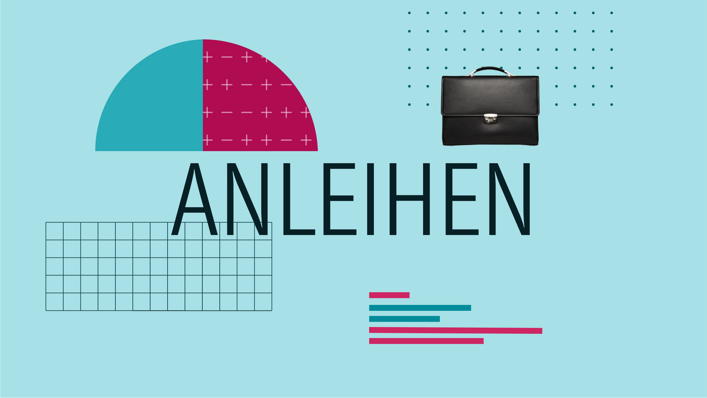 Collage mit dem Text "Anleihen" und grafischen Elementen im Hintergrund.