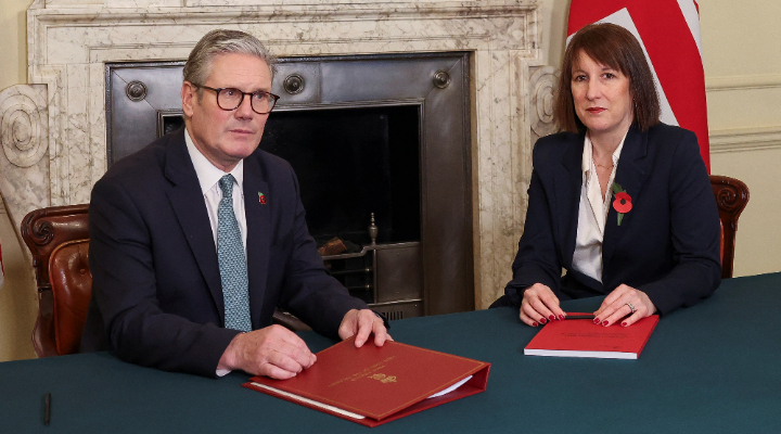 Keir Starmer and Rachel Reeves sit in the Cabinet Room ahead of the UK Budget