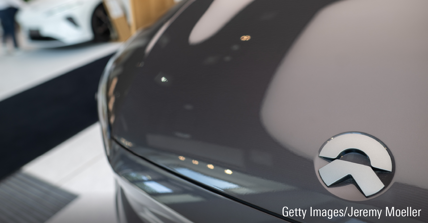 21 May 2024, Berlin: The logo of the car manufacturer Nio can be seen on an EL6 at Nio House Berlin.