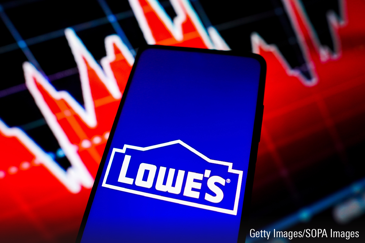 In this photo illustration, the Lowe's Companies Inc. logo seen displayed on a smartphone screen.