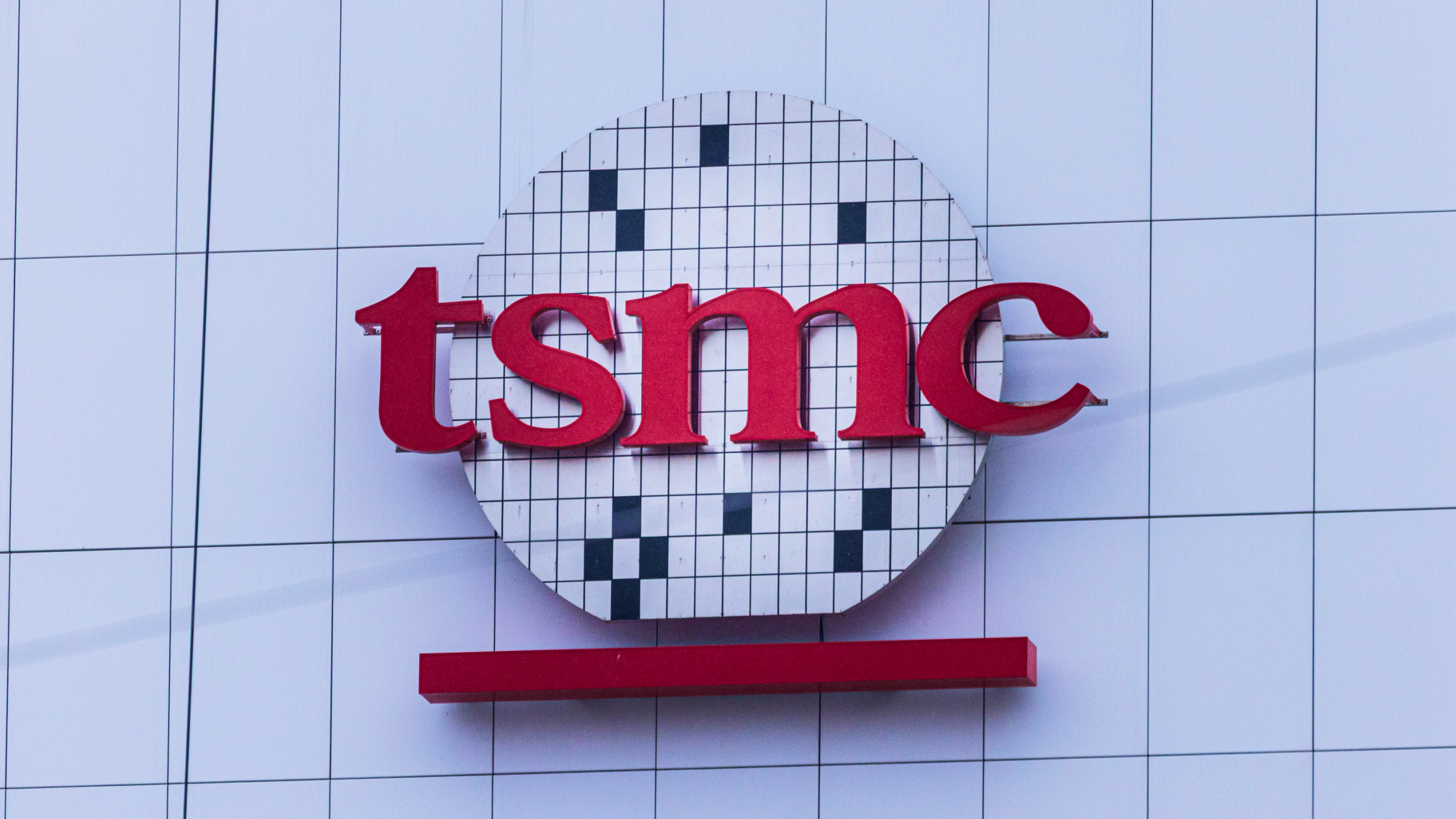 logo of Taiwan Semiconductor Manufacturing on a building.