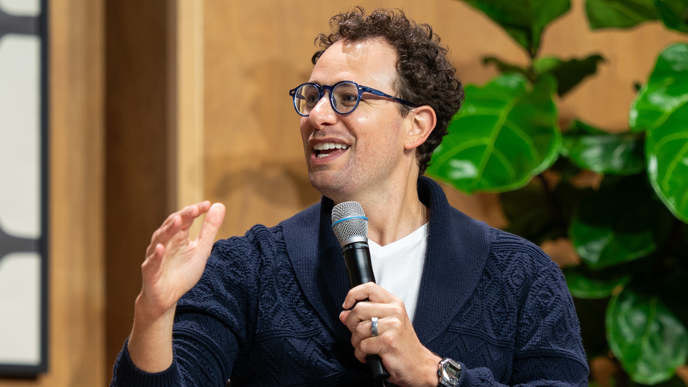 Anthropic's Co-Founder and CEO, Dario Amodei talking on stage.