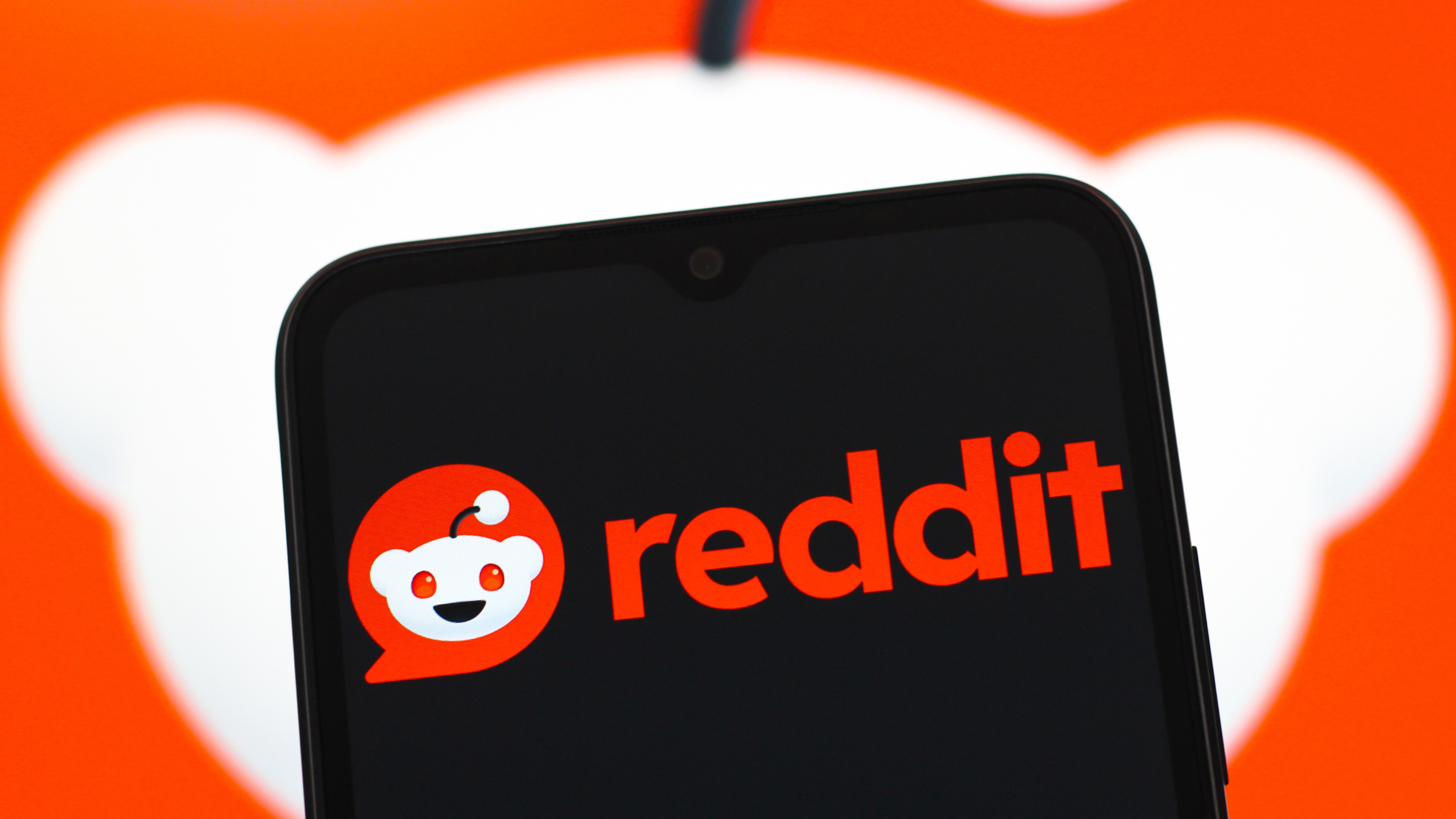 The Reddit logo is seen displayed on a smartphone screen.