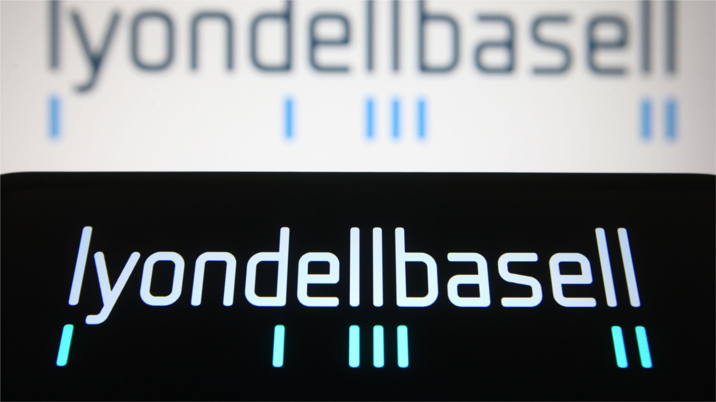 The LyondellBasell logo of a chemicals company seen displayed on a smartphone.