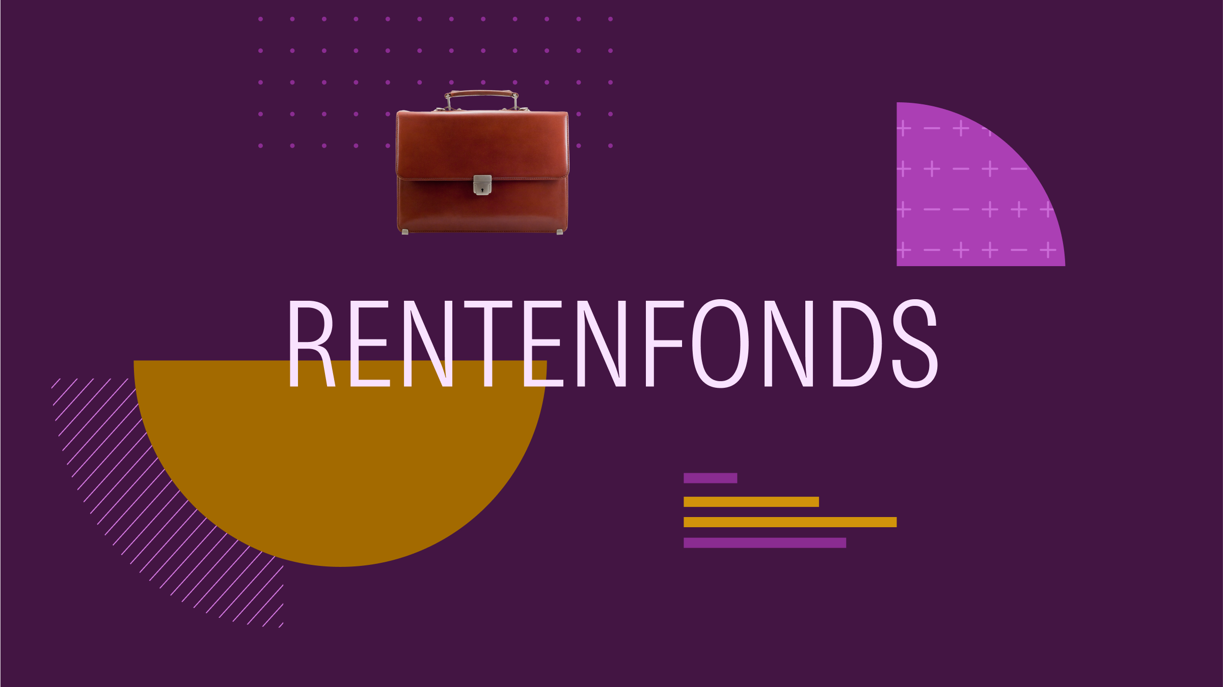 Collage illustration with the text "Rentenfonds" at the center and a portfolio and graphical elements in the background.