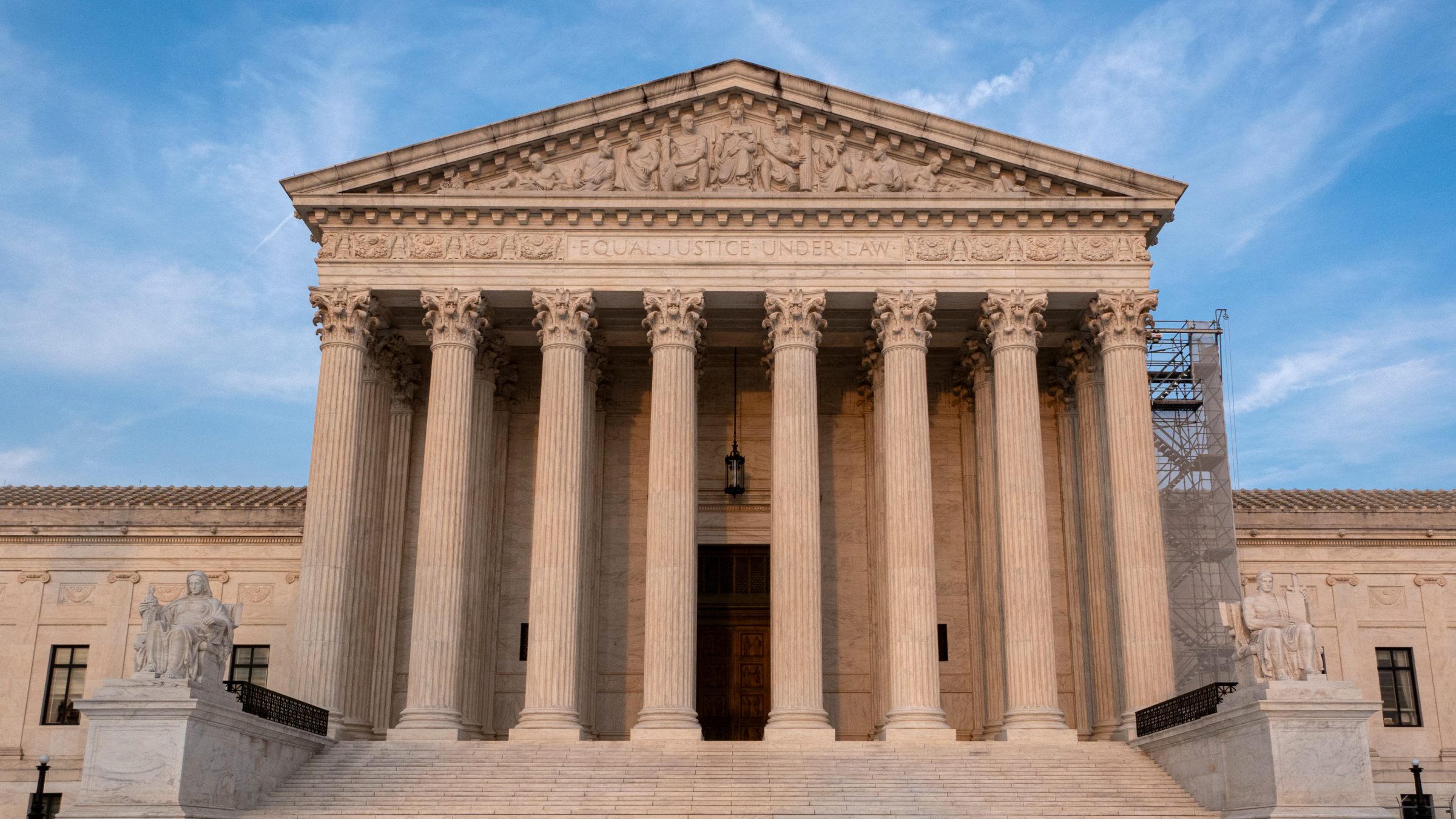 The afternoon sun shines on the U.S. Supreme Court in Washington, DC.
