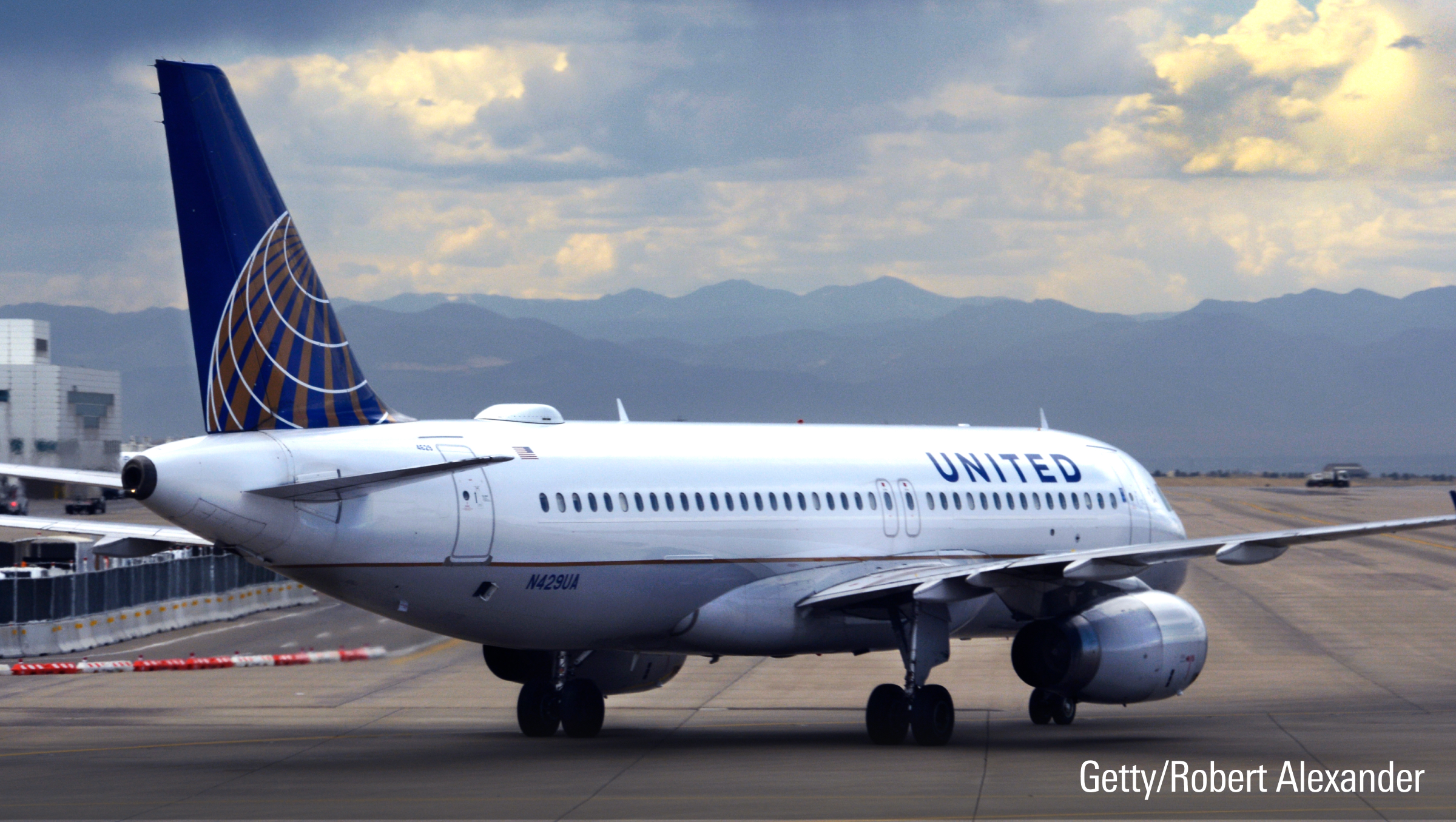 A United Airlines Airbus A320 passenger jet taxis at Denver International Airport in Denver, Colorado.