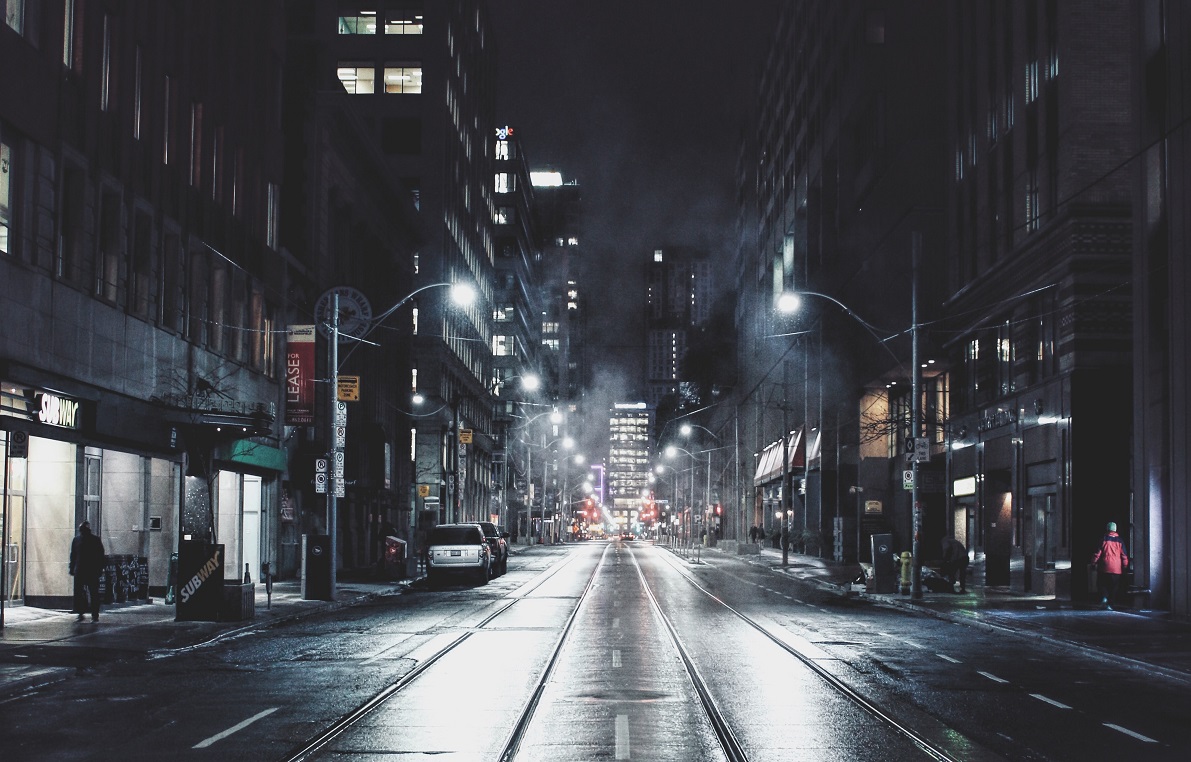 Dark Toronto street downtown