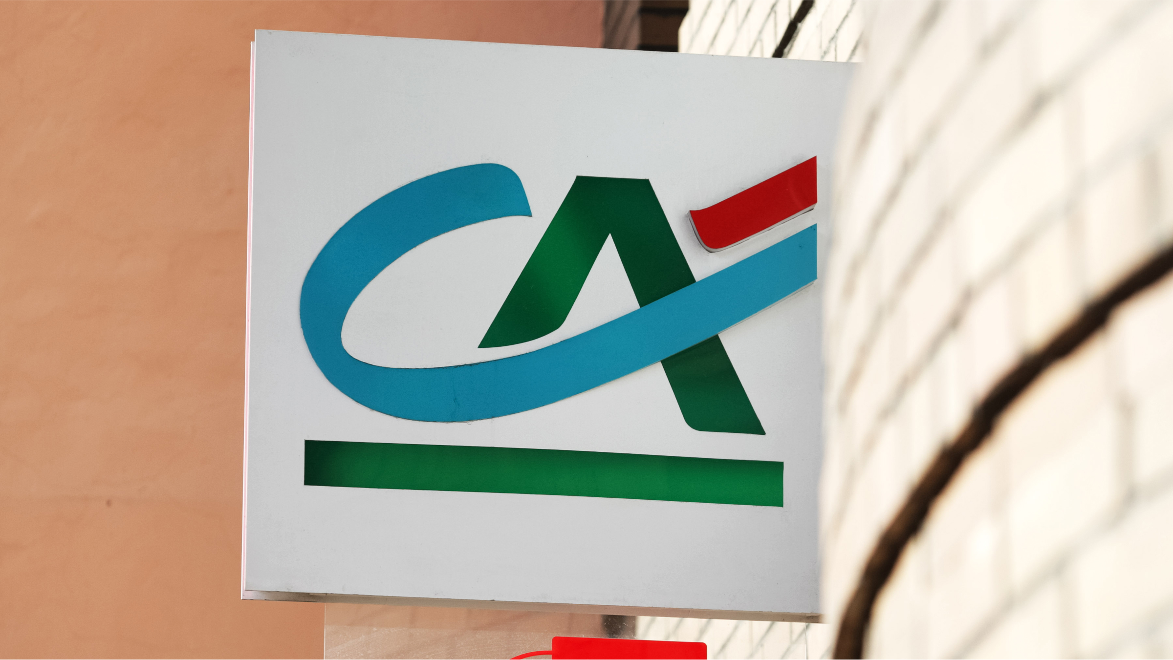 Credit Agricole logo is seen at a Credit Agricole bank office.