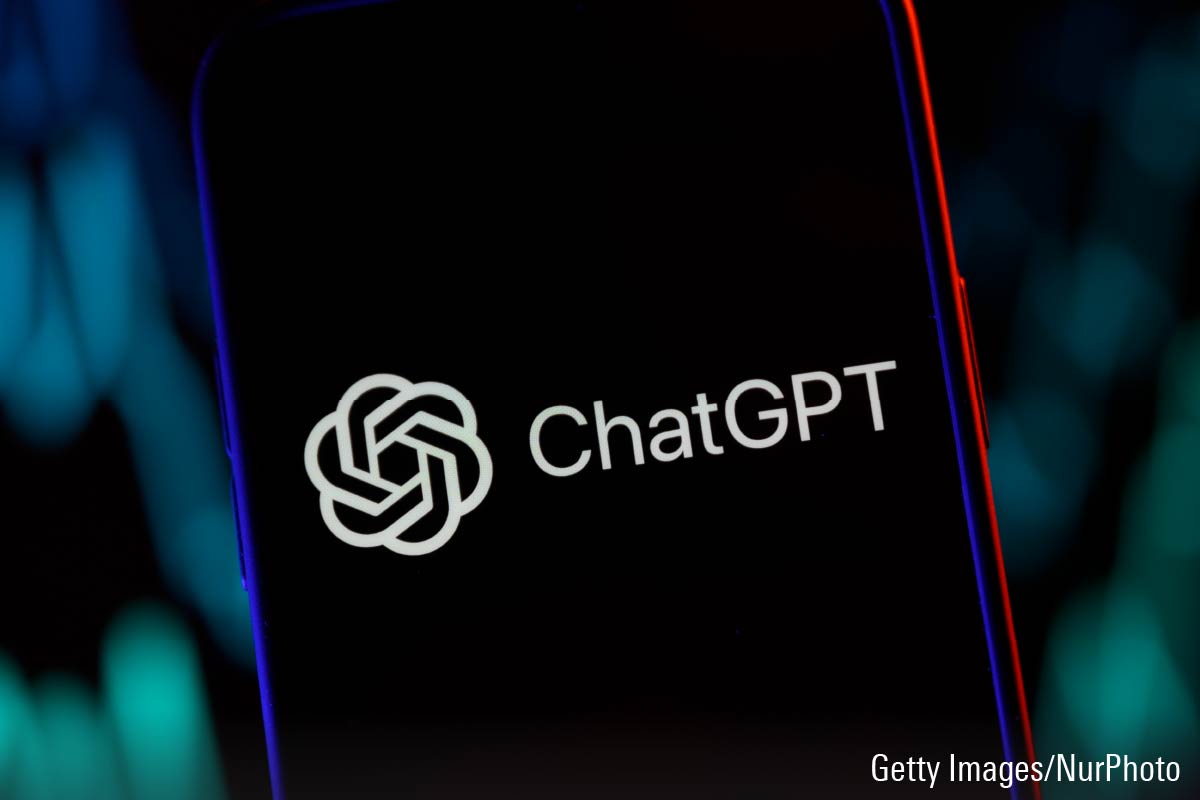 The ChatGPT logo is seen displayed on a mobile phone.