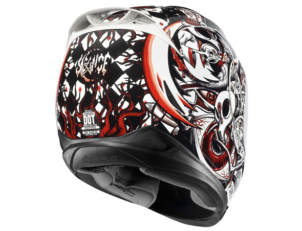 icon airmada scrawl motorcycle helmet Sauvetage 2  Motorangutan while the internal dark smoke DropShield visor is perfect for sunny days ICON Airmada Scrawl Helmet Review