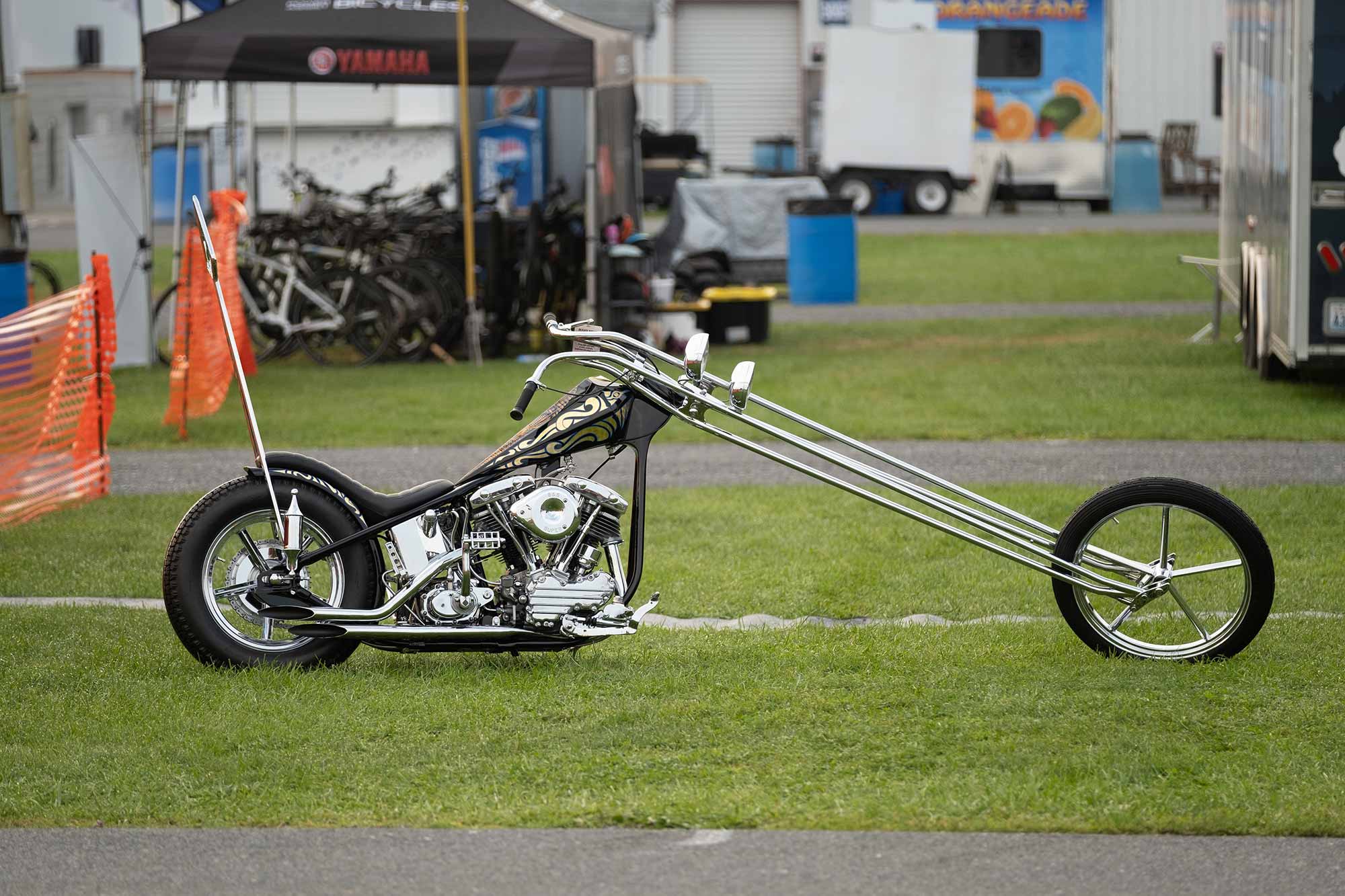 motorcycle with long front wheel