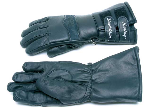 Premium Leather Long Gauntlet Motorcycle Biker Riding Winter Gloves Black G12