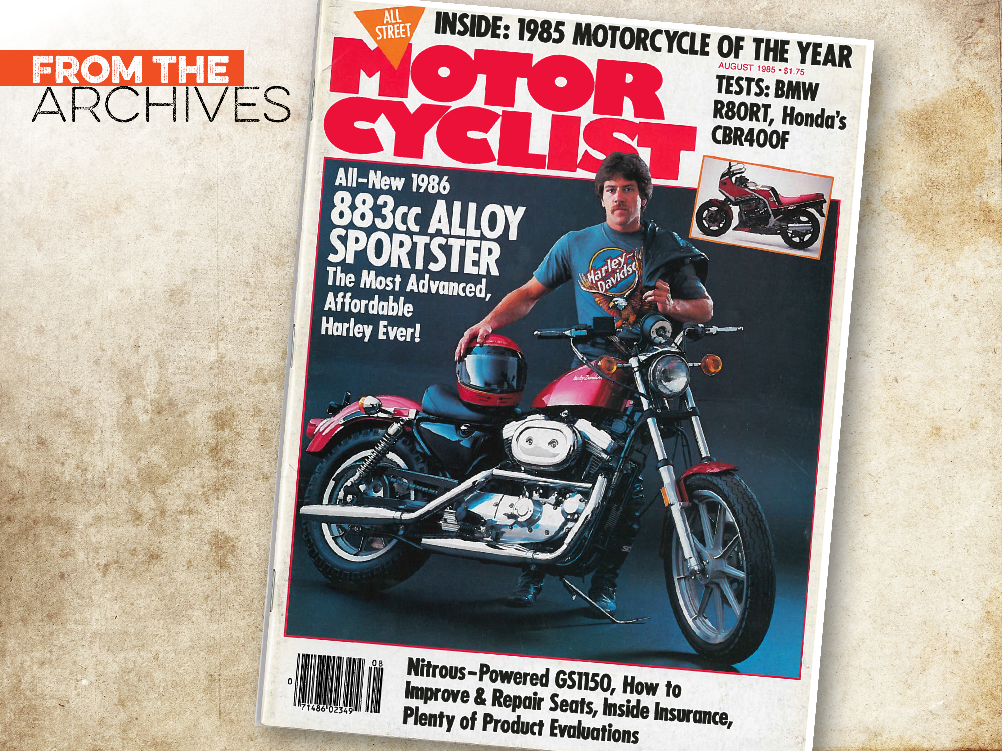 Motorcyclist Archives 1985: H-D 883 XLH Evolution Sportster, GSX